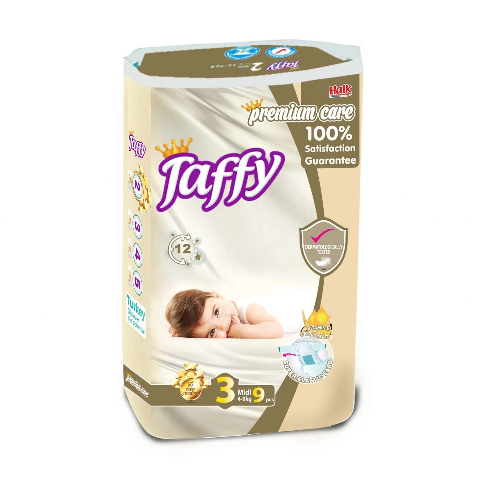 Un paquet de couches Taffy premium care, taille 3.