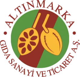 Altınmarka Gıda Sanayi ve Ticaret A.Ş. logo, showing a cocoa pod and beans.