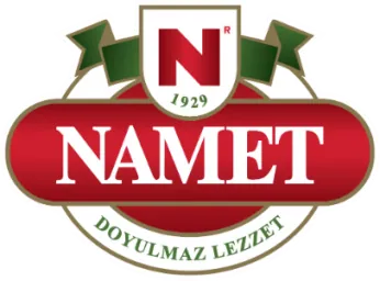 Namet logo, established 1929, with the line “doyulmaz lezzet”.