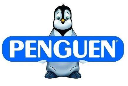 Penguen logo, with a penguin character.