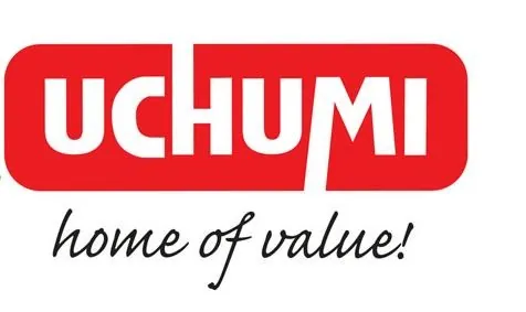 Uchumi logo, with the line “home of value”.