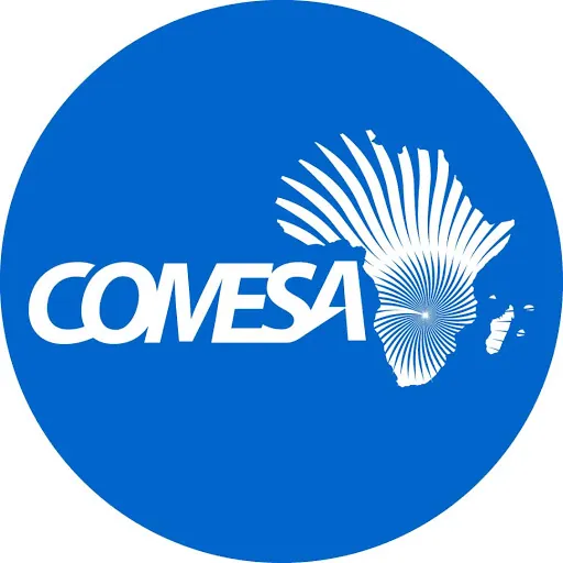 Logo du COMESA, le Marché commun de l'Afrique orientale et australe, montrant une carte stylisée de l'Afrique.