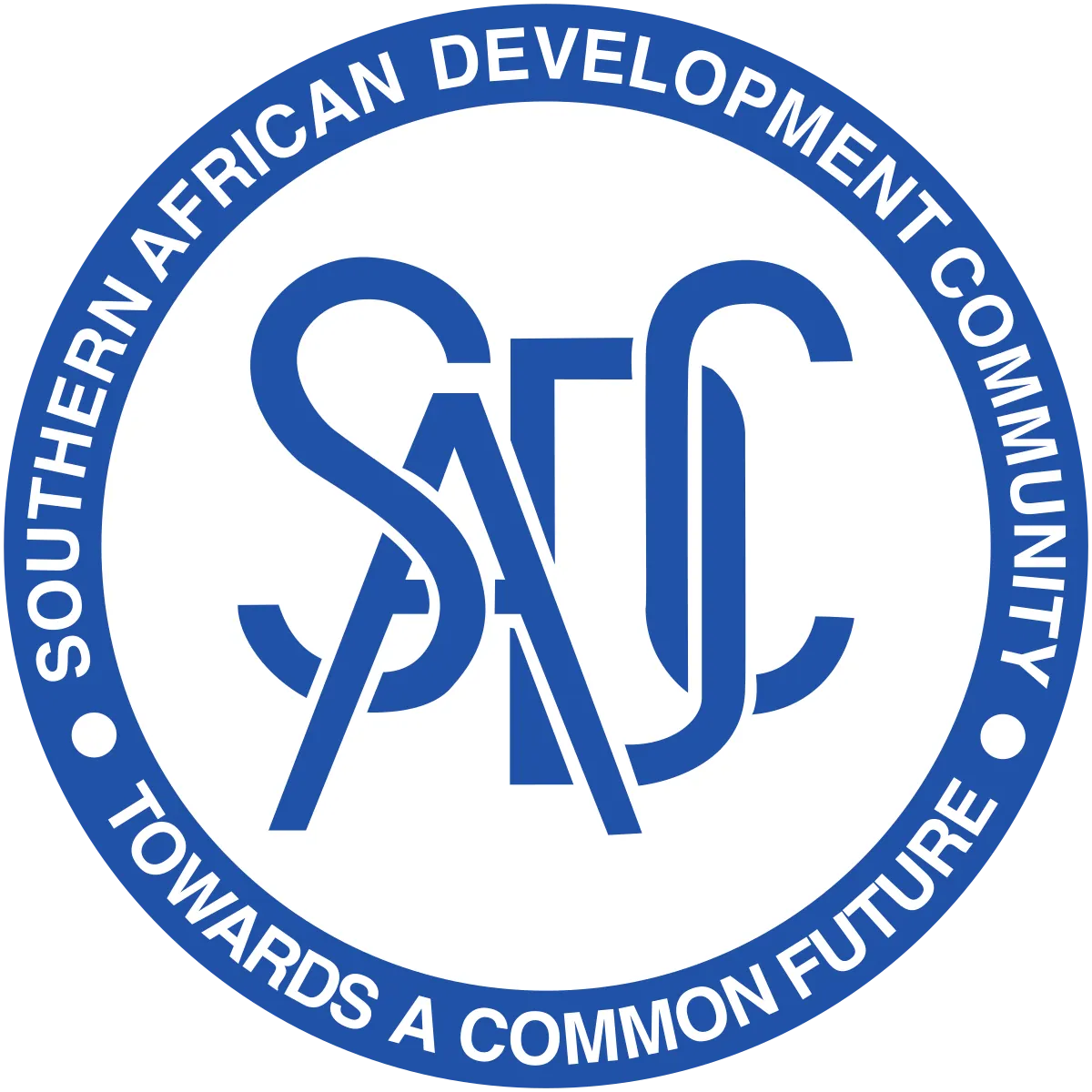 Logo de la Communauté de développement d'Afrique australe, entouré de la mention « towards a common future ».